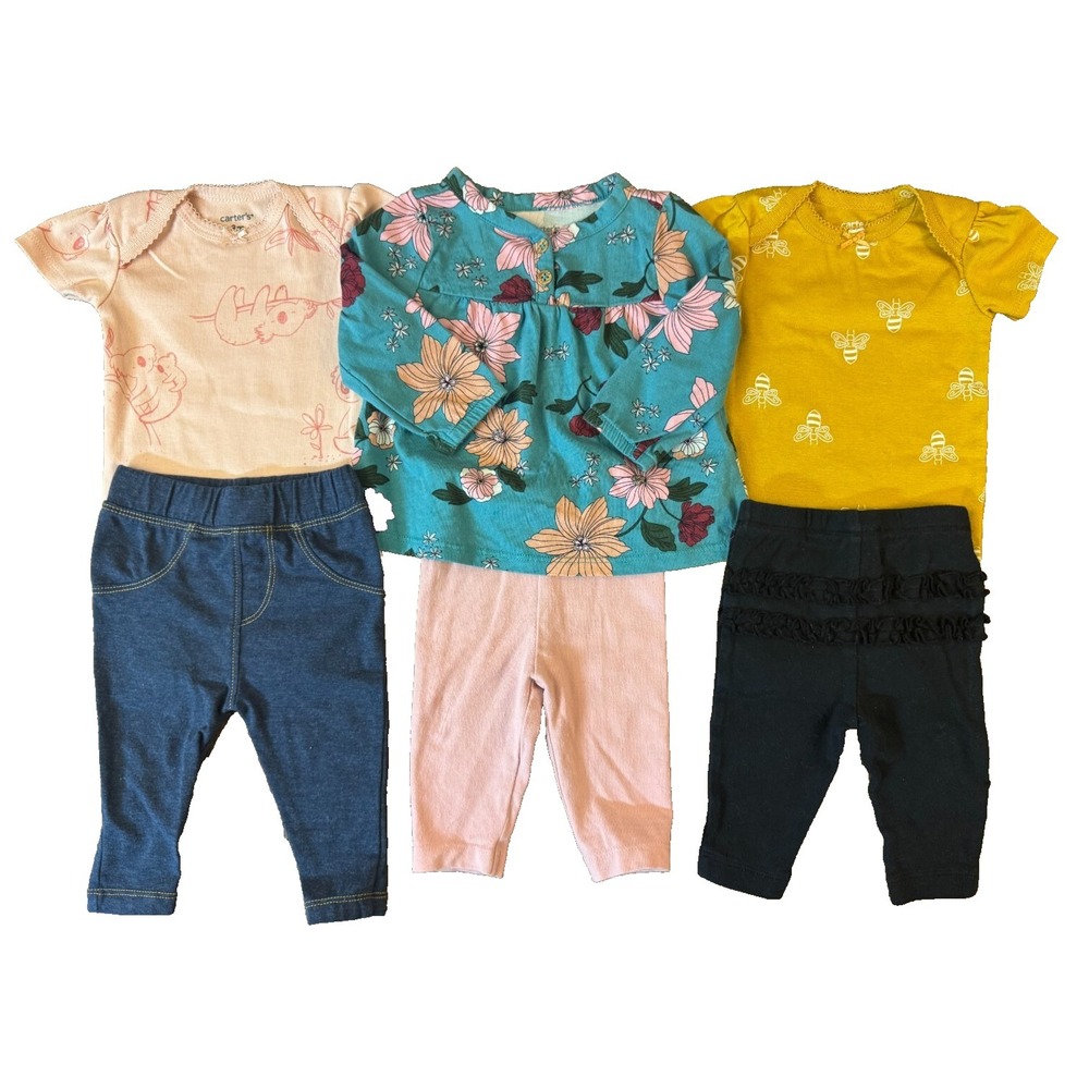 Carters Baby Girl 3 Months Outfits Ruffled Pants Jeans Shirts Spring Clothes Lot